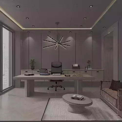 Modern executive Home Office Interior 3D model 2