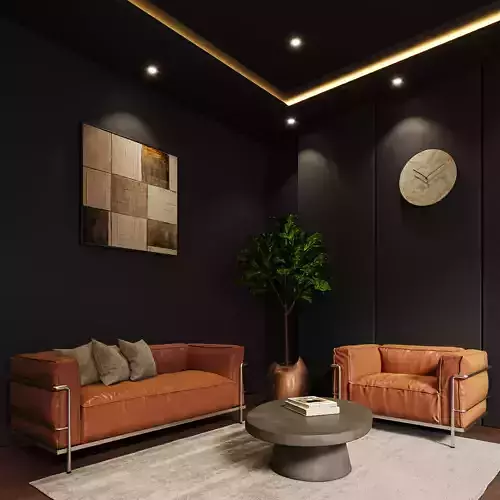 Modern executive Home Office Interior 3D model 7