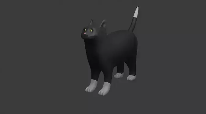 white and grey cat lowPoly