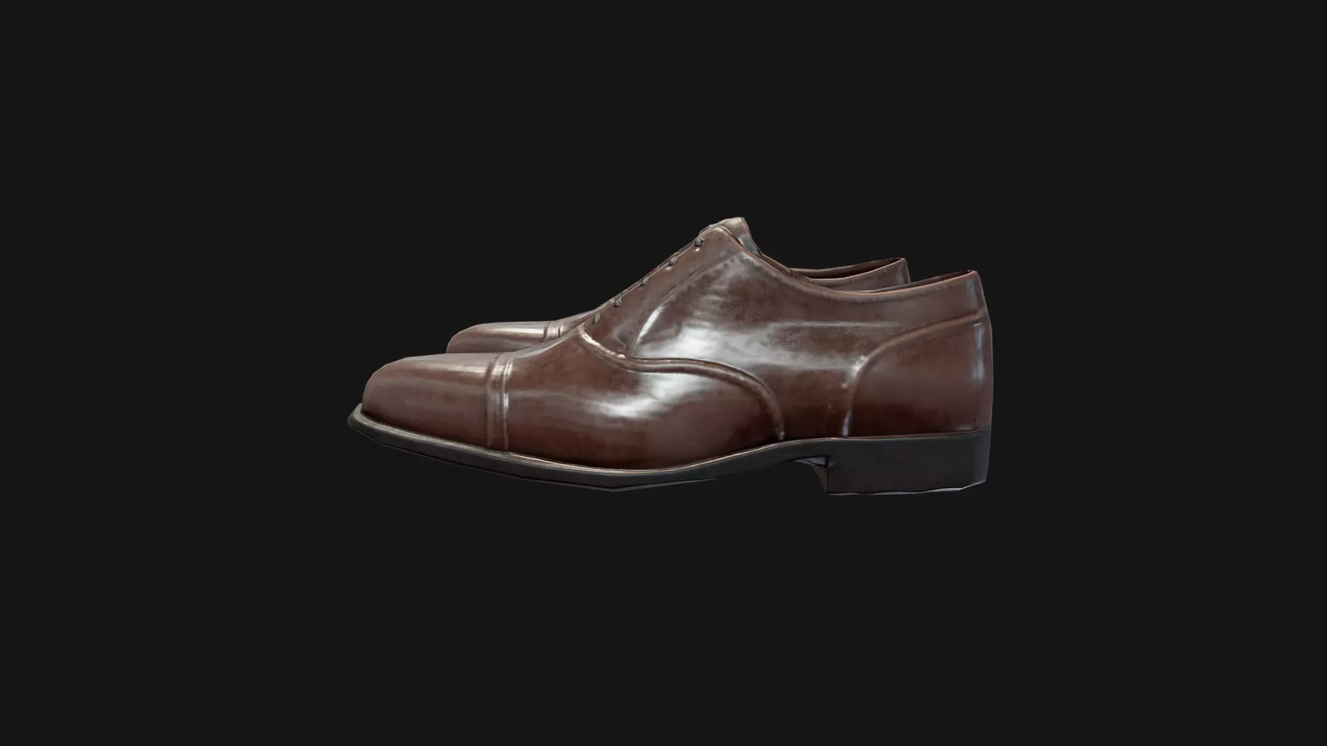 Classic Brown Oxford Shoes Game Ready 3D Model Low-poly 3D model_4