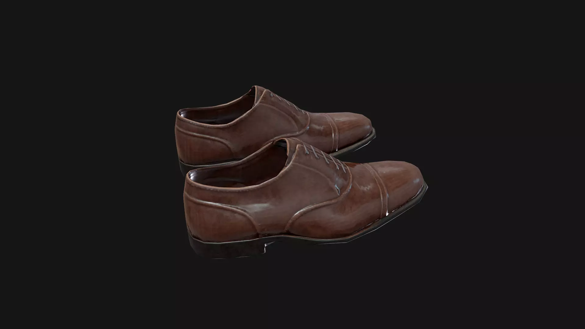 Classic Brown Oxford Shoes Game Ready 3D Model Low-poly 3D model_5