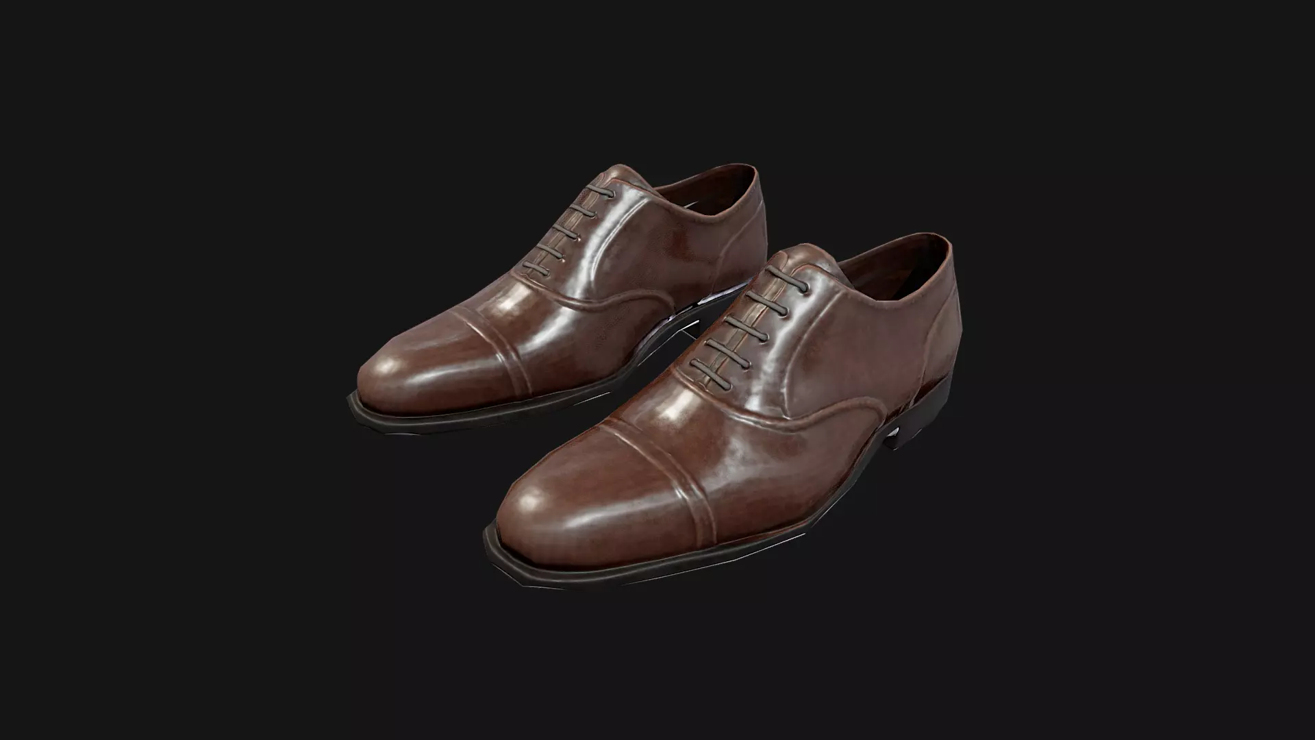 Classic Brown Oxford Shoes Game Ready 3D Model Low-poly 3D model_0