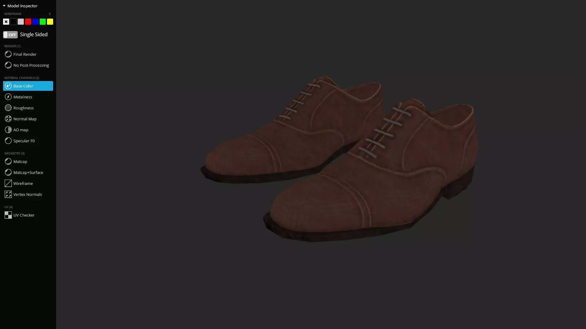 Classic Brown Oxford Shoes Game Ready 3D Model Low-poly 3D model_6