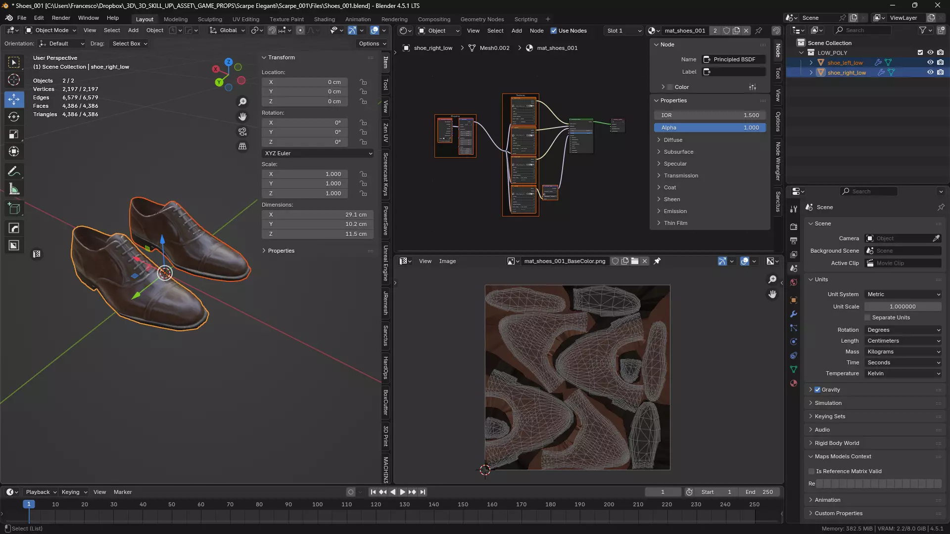 Classic Brown Oxford Shoes Game Ready 3D Model Low-poly 3D model_2