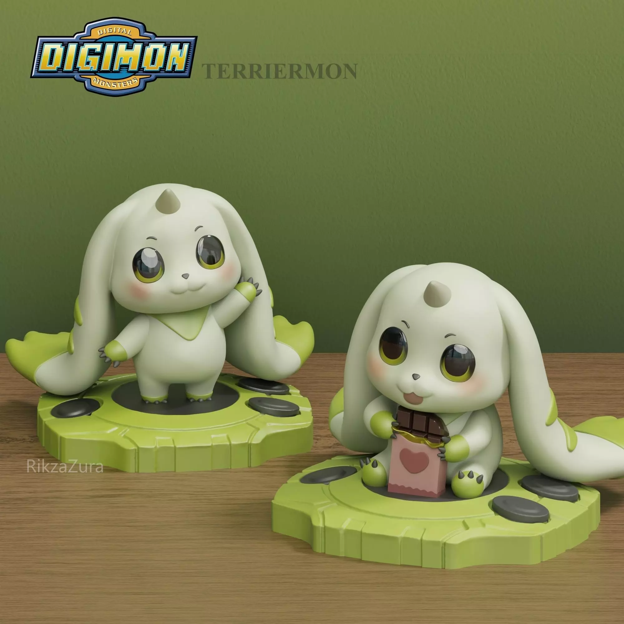 CUTE TERRIERMON CHIBI- DIGIMON - 2 POSES 3D print model