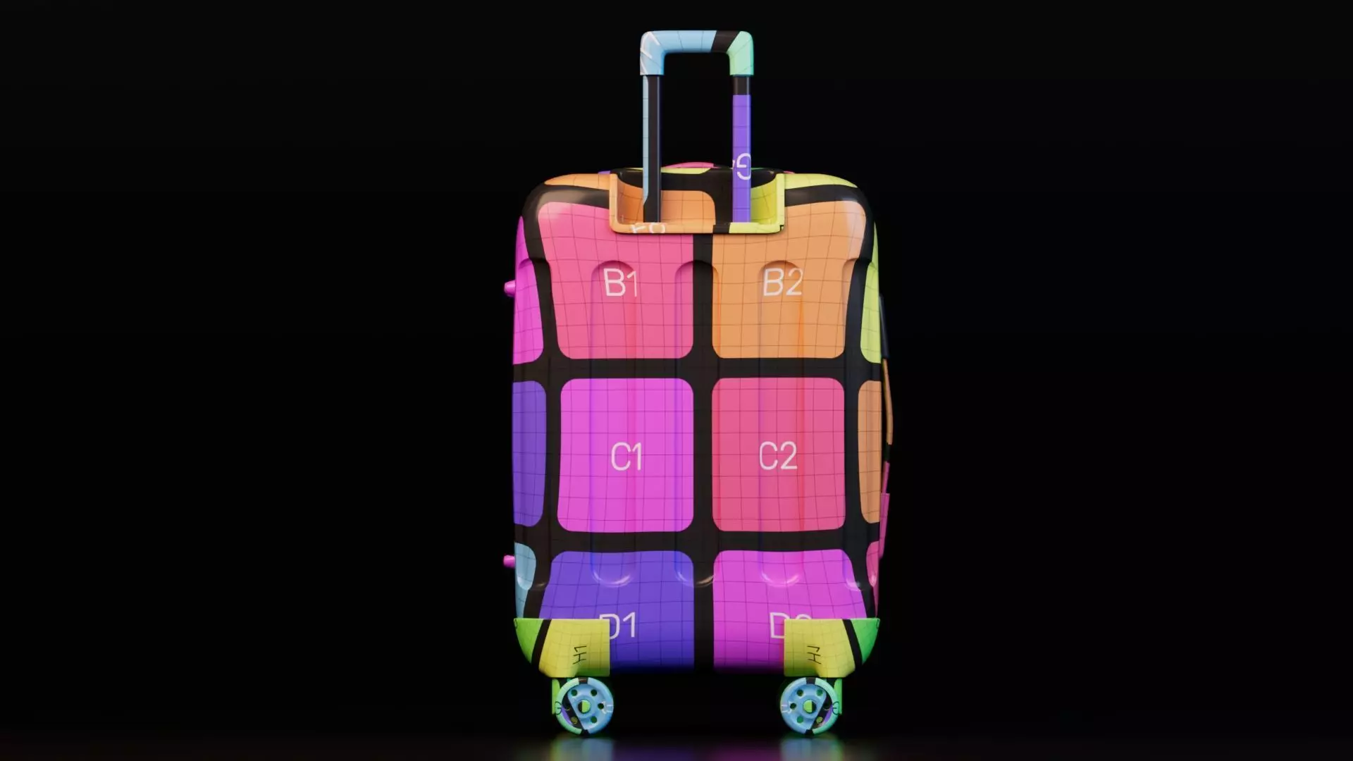 Colorful Luggage Suitcases Low-poly 3D model_14