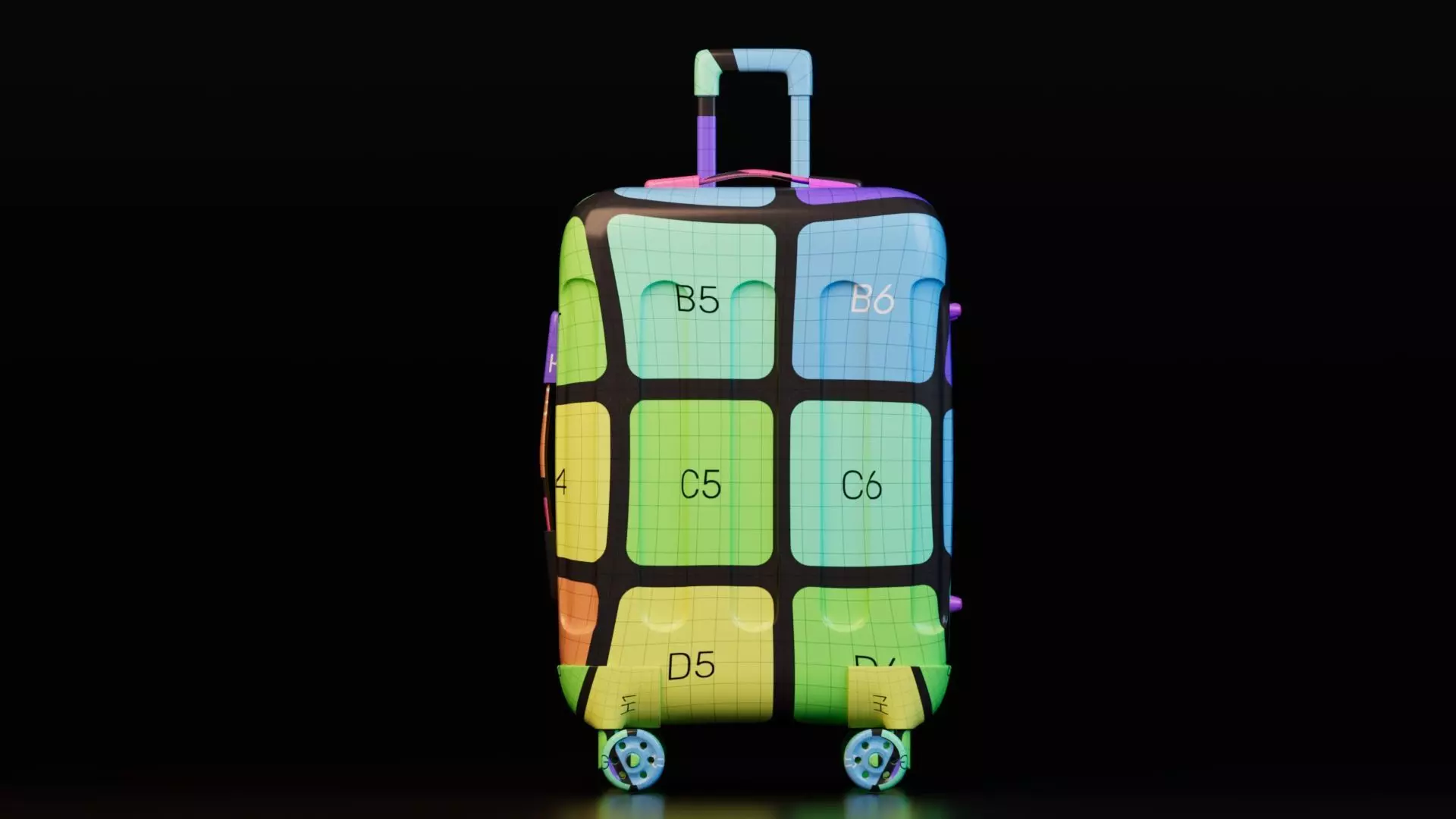 Colorful Luggage Suitcases Low-poly 3D model_12