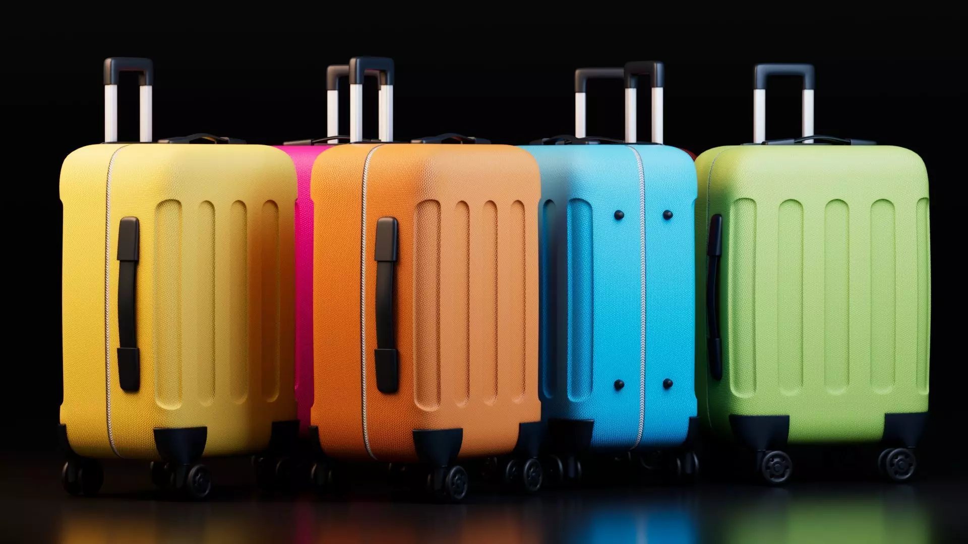 Colorful Luggage Suitcases Low-poly 3D model_2