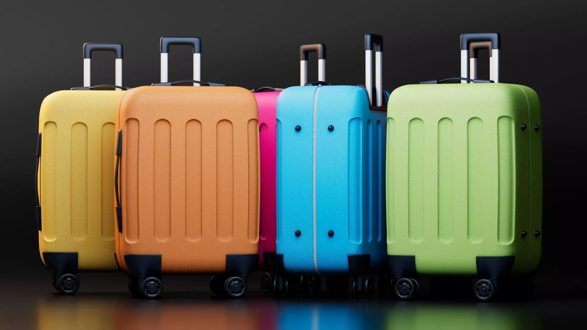 Colorful Luggage Suitcases Low-poly 3D model_1