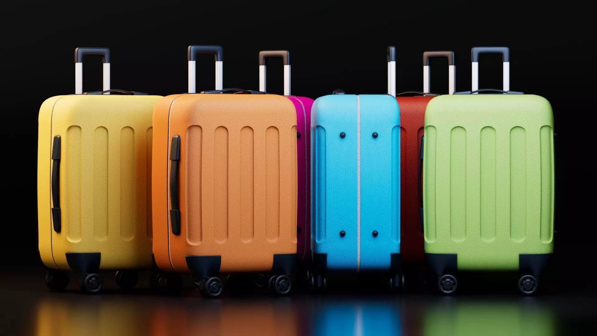 Colorful Luggage Suitcases Low-poly 3D model_0