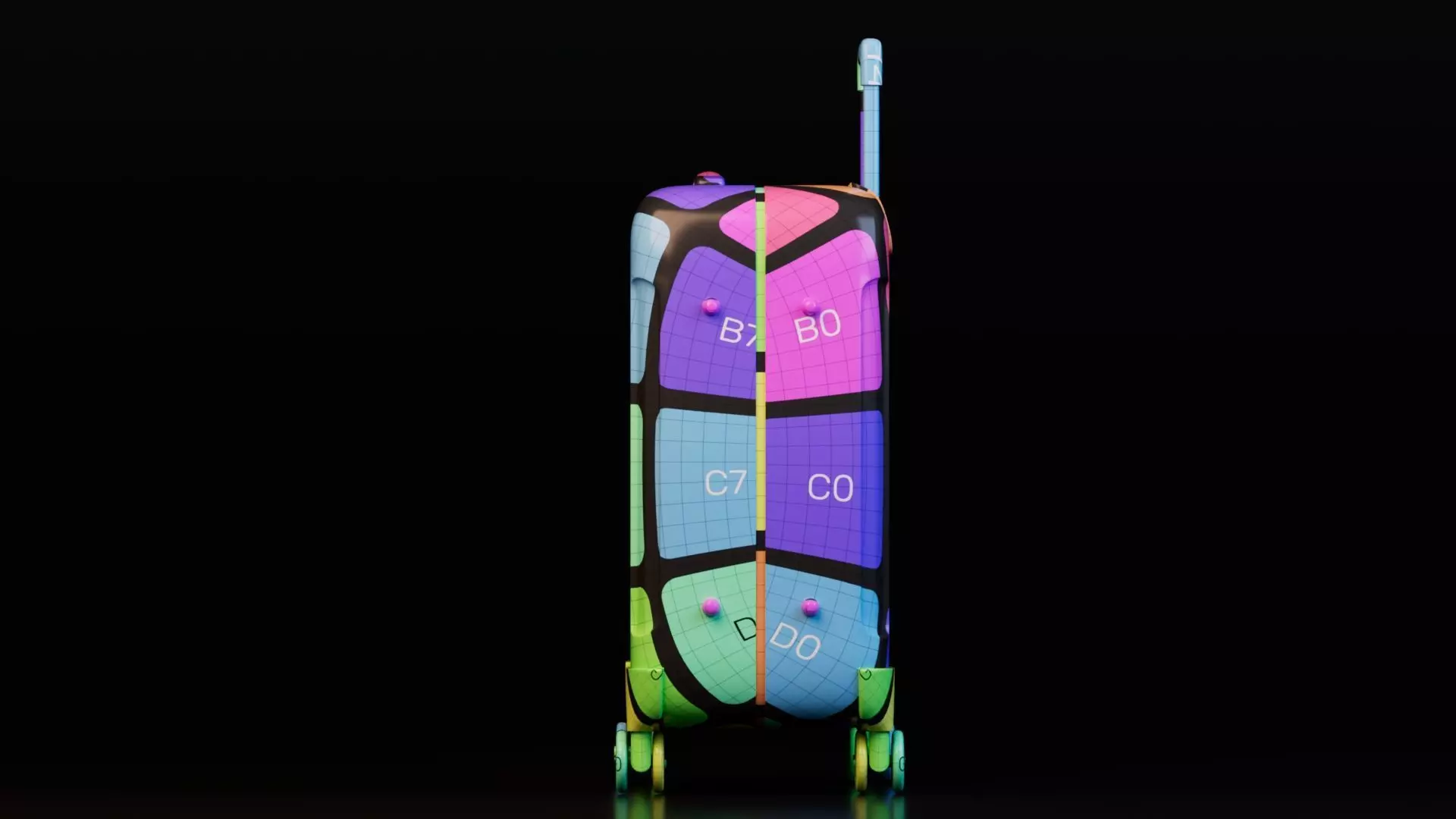 Colorful Luggage Suitcases Low-poly 3D model_13