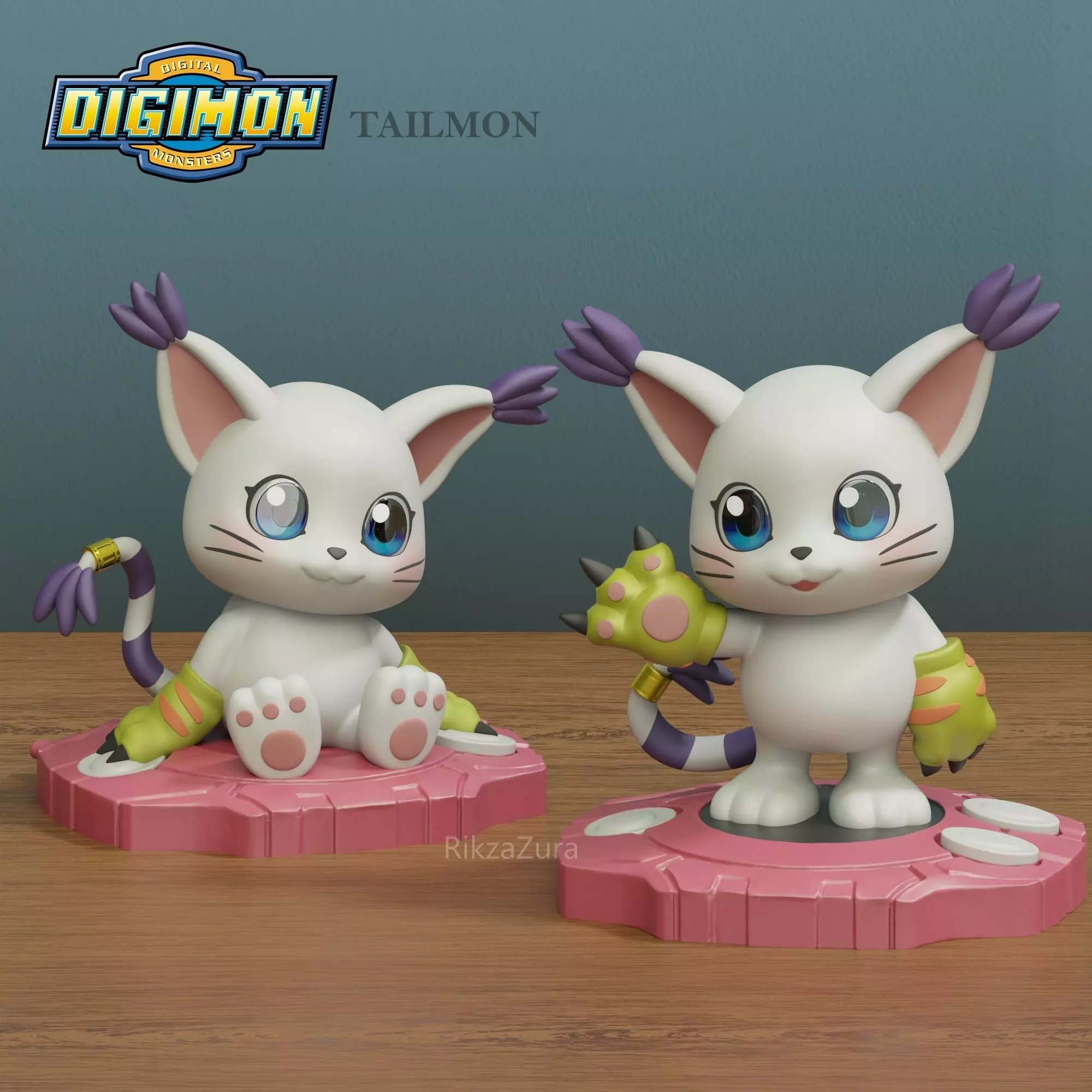 CUTE TAILMON CHIBI- DIGIMON - 2 POSES 3D print model_0