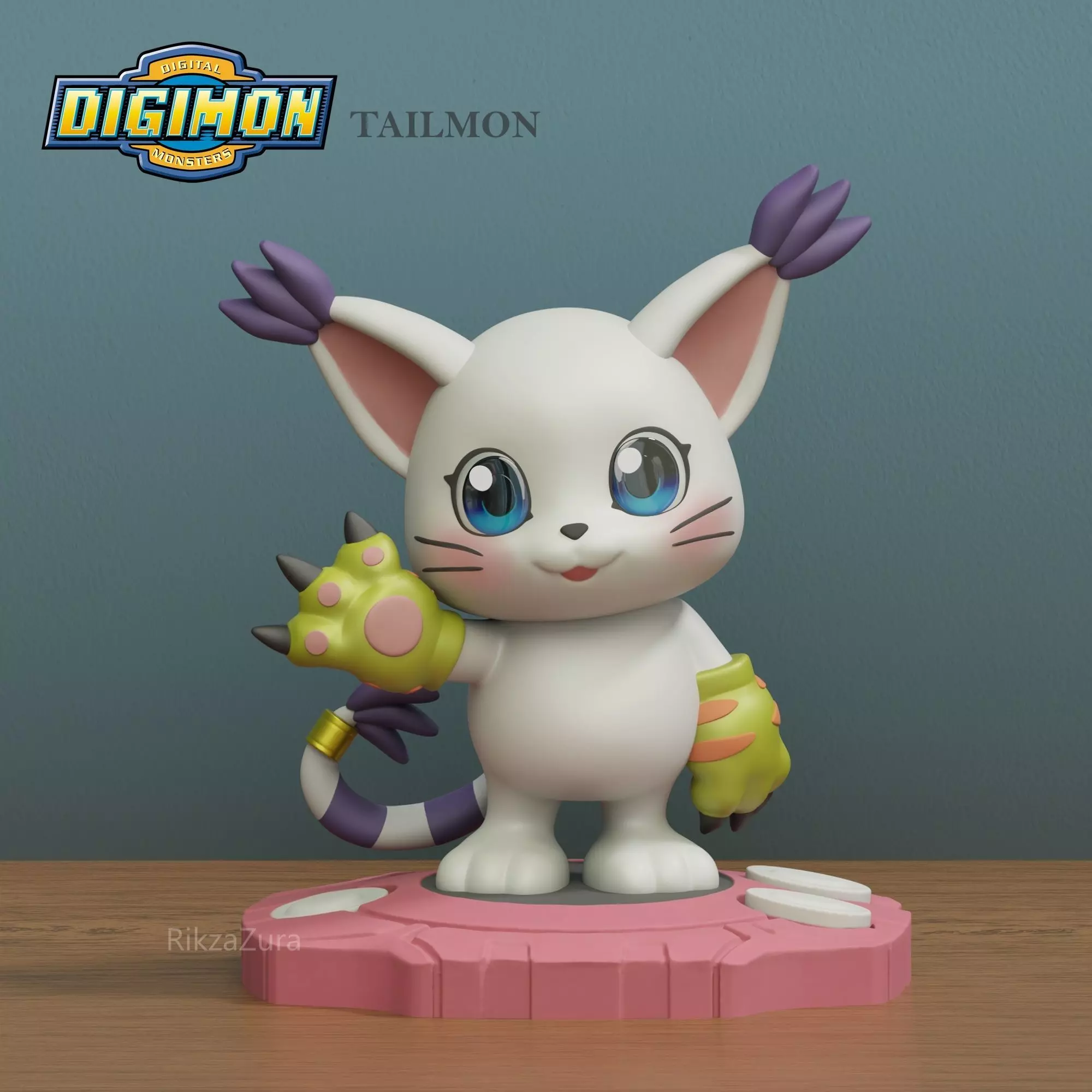 CUTE TAILMON CHIBI- DIGIMON - 2 POSES 3D print model_3