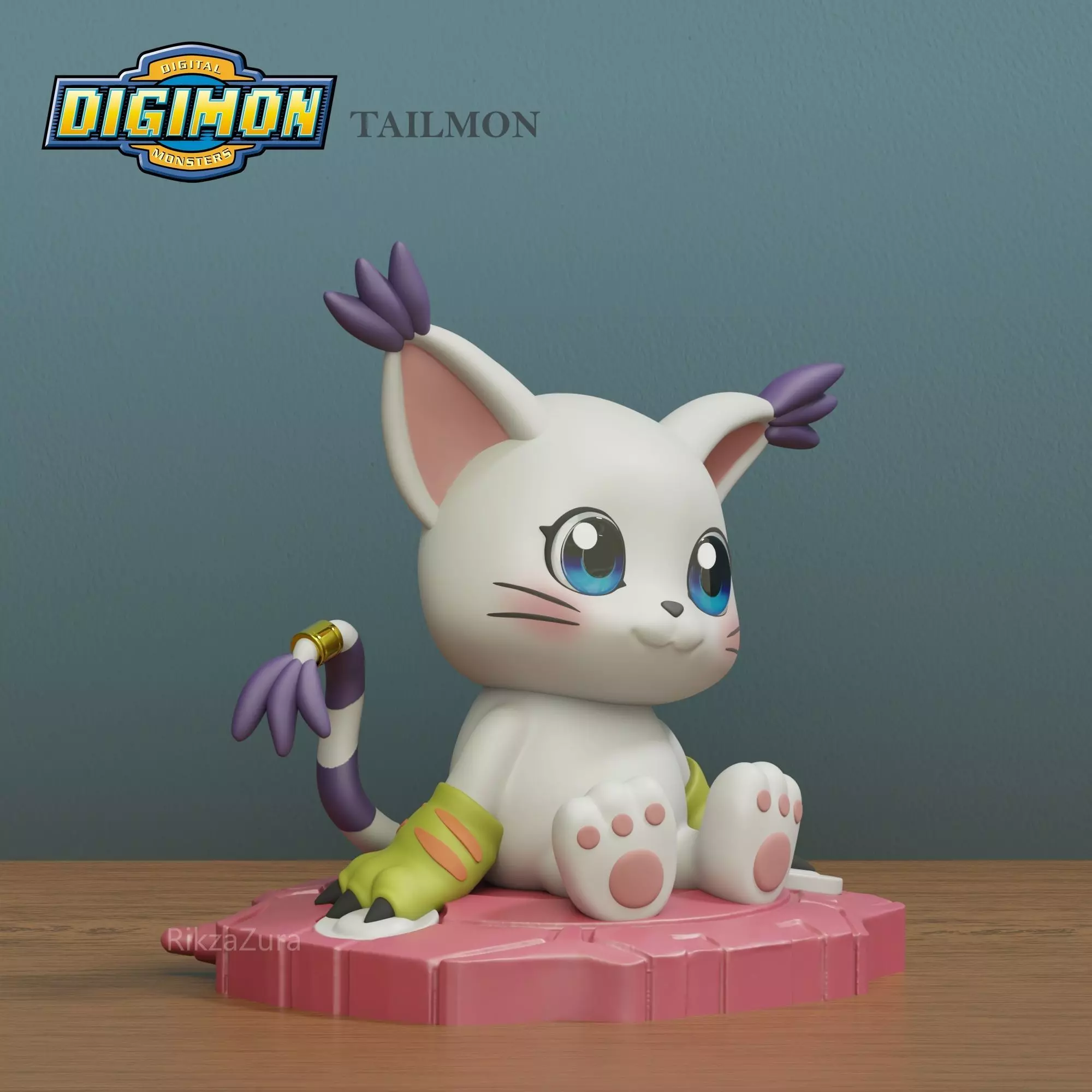 CUTE TAILMON CHIBI- DIGIMON - 2 POSES 3D print model_7