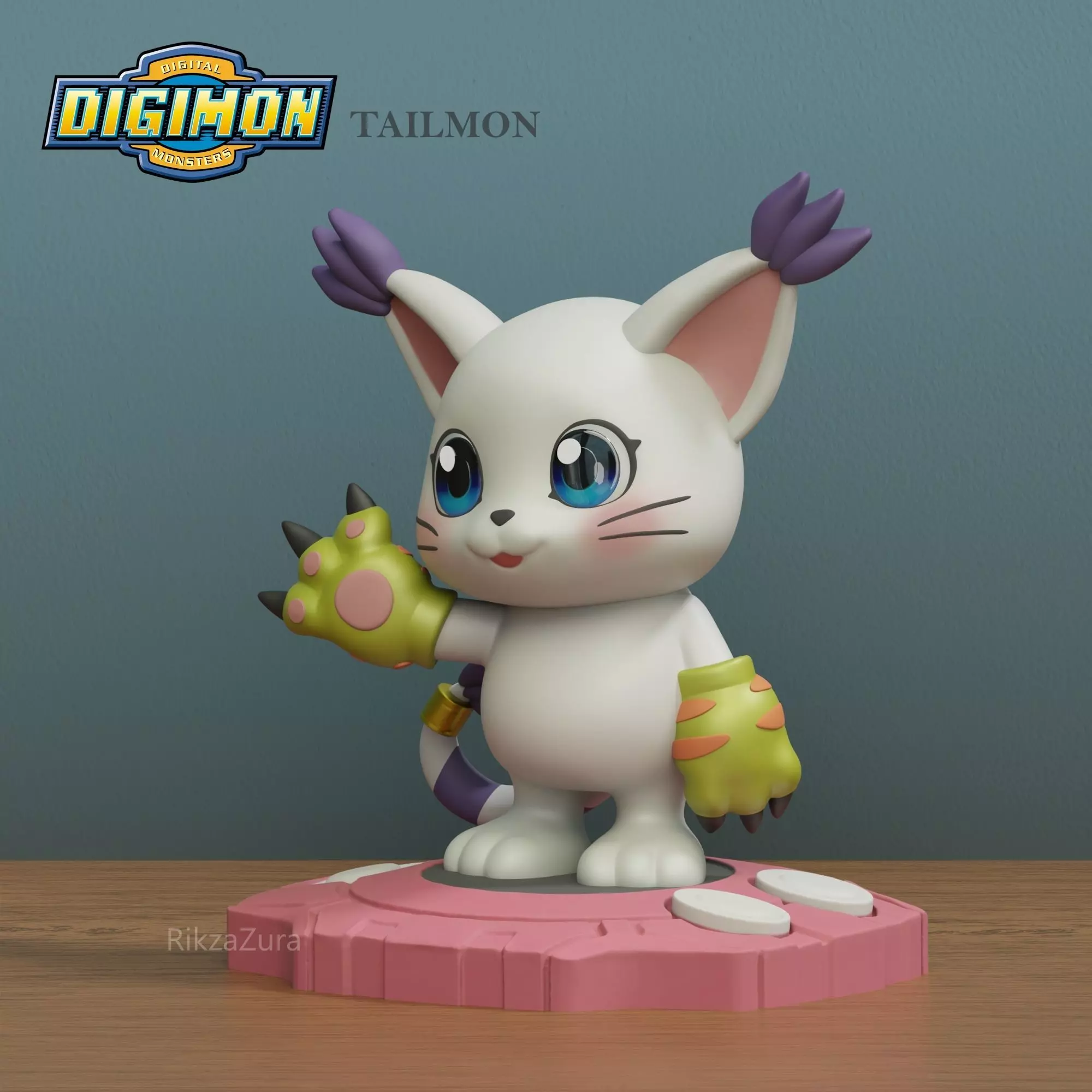 CUTE TAILMON CHIBI- DIGIMON - 2 POSES 3D print model_4