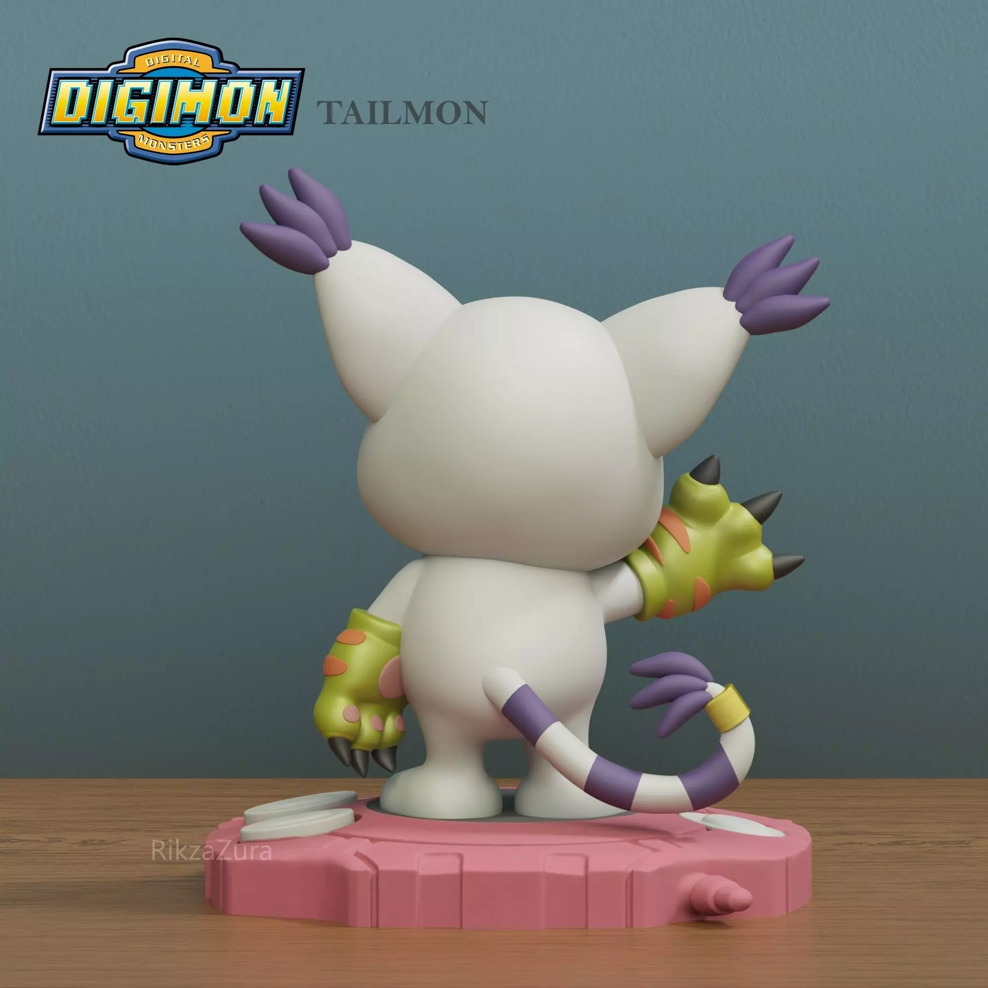 CUTE TAILMON CHIBI- DIGIMON - 2 POSES 3D print model_5