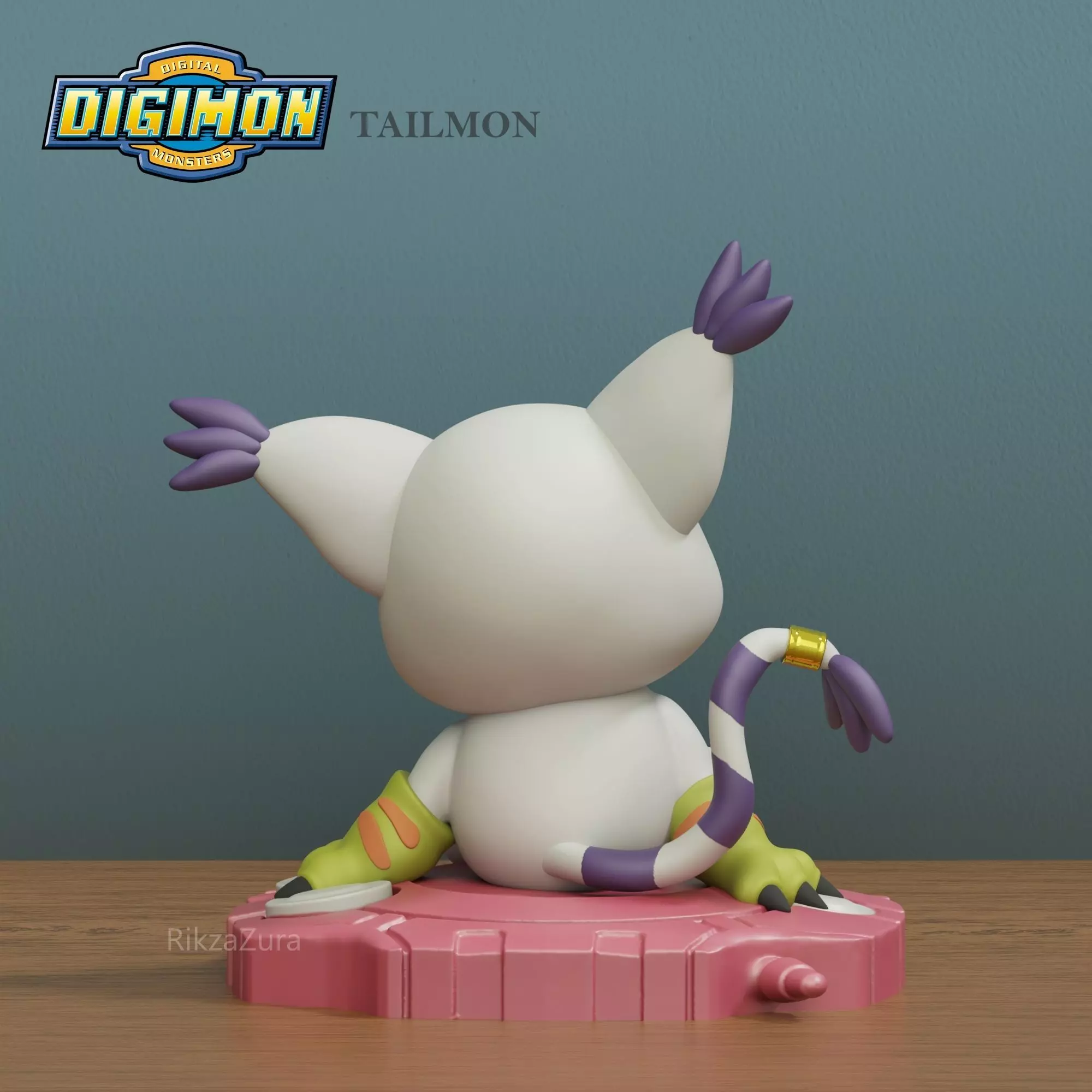 CUTE TAILMON CHIBI- DIGIMON - 2 POSES 3D print model_8