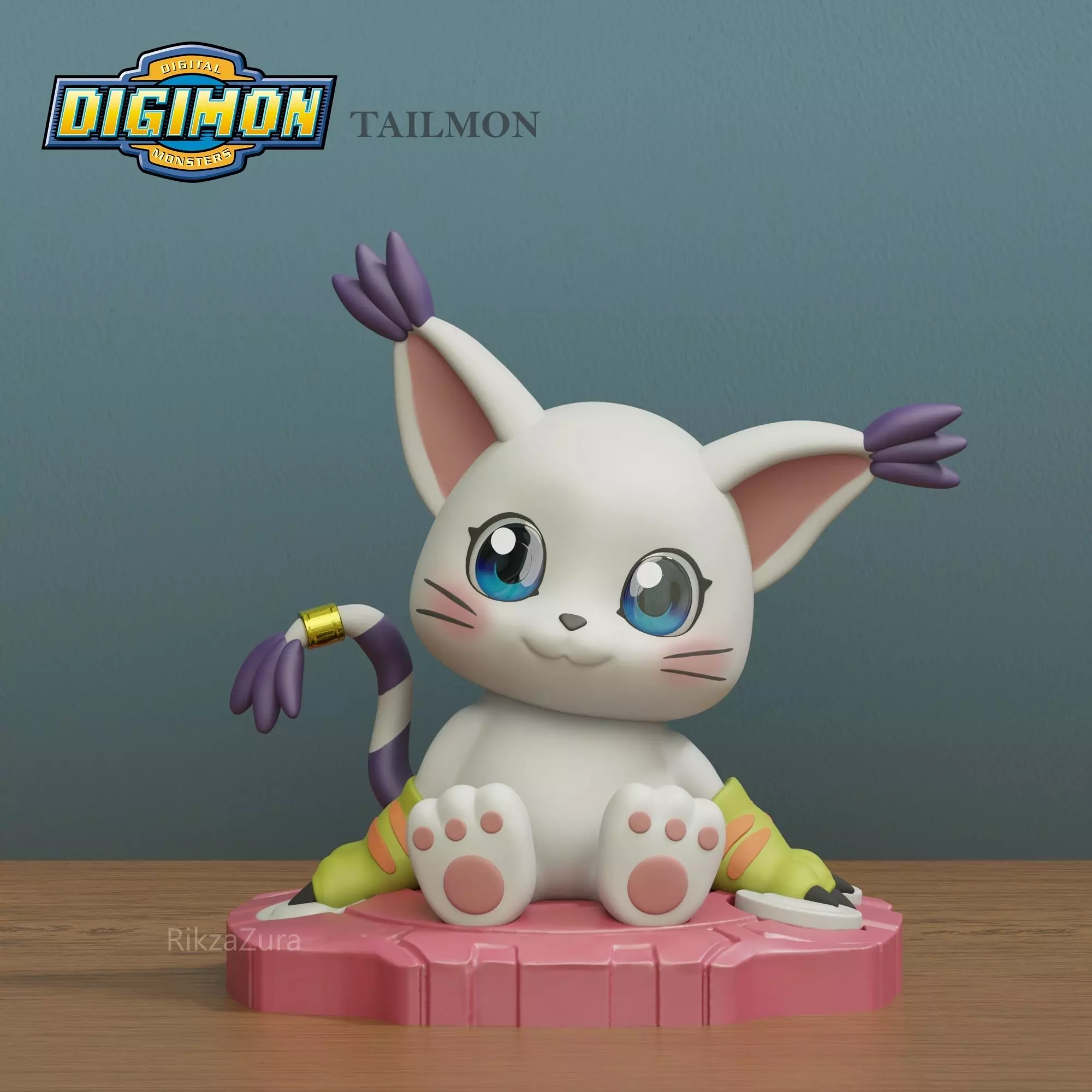 CUTE TAILMON CHIBI- DIGIMON - 2 POSES 3D print model_6