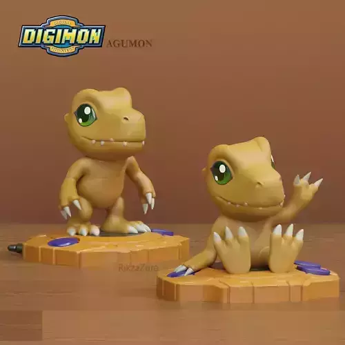 CUTE AGUMON CHIBI- DIGIMON - 2 POSES