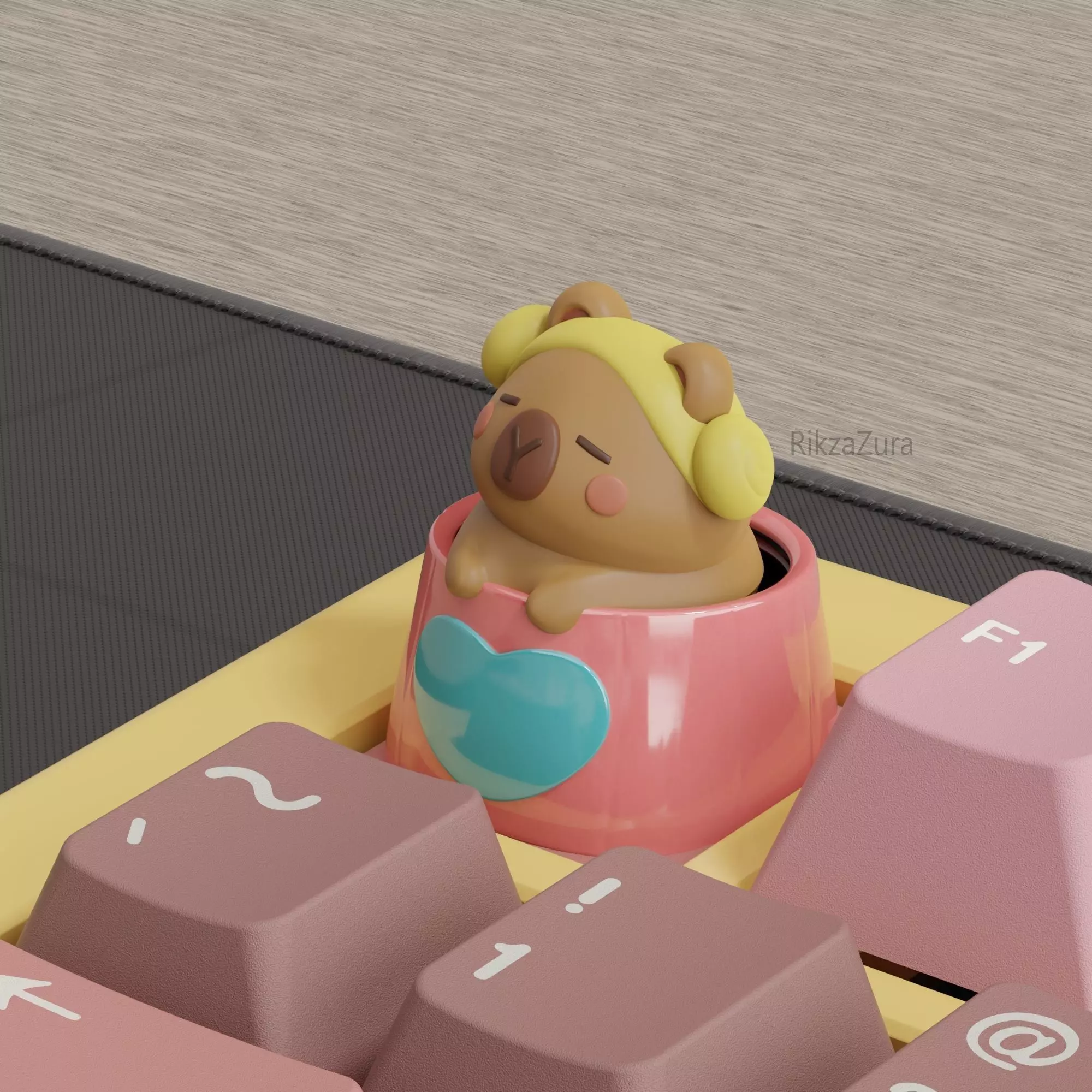 CUTE CAPYBARA COUPLE  KEYCAPS - MECHANICAL KEYBOARD 3D print model_2