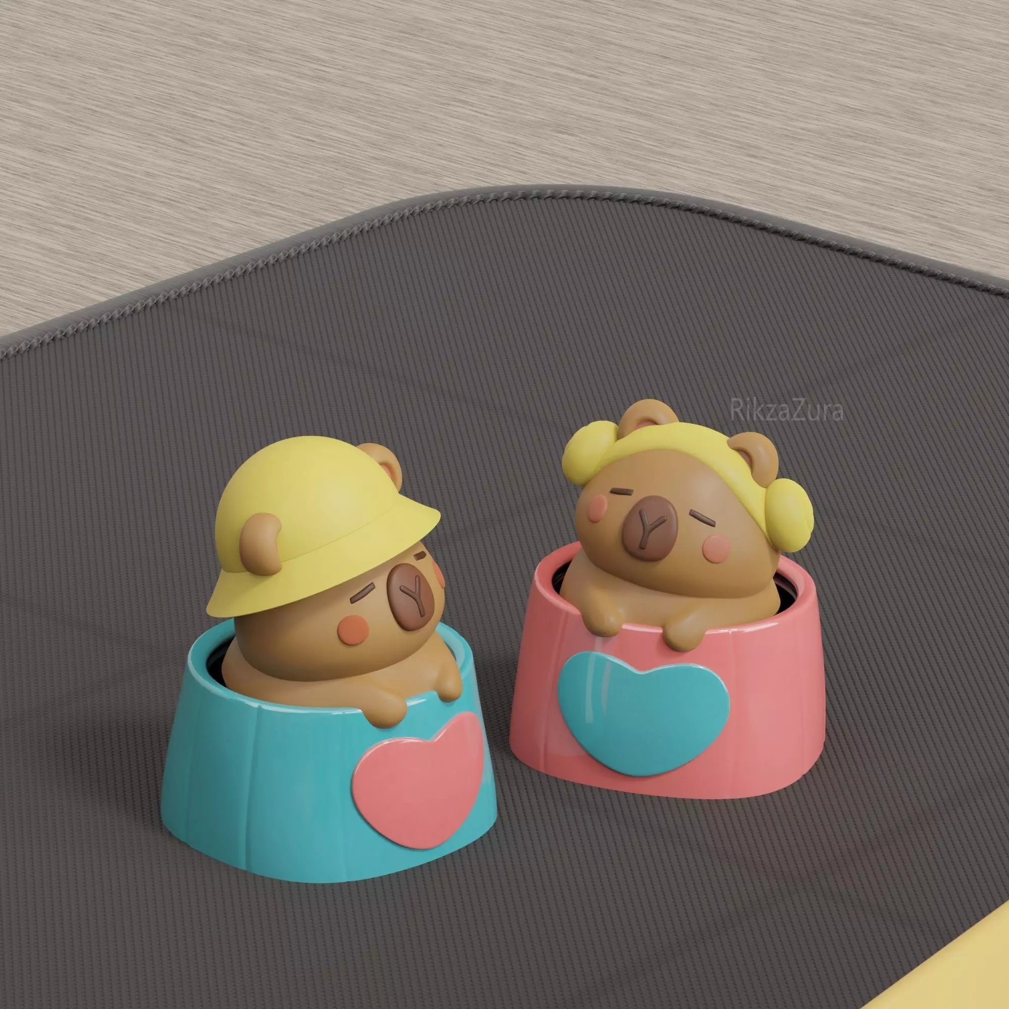 CUTE CAPYBARA COUPLE  KEYCAPS - MECHANICAL KEYBOARD 3D print model_3