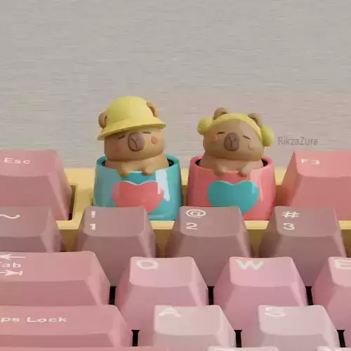 CUTE CAPYBARA COUPLE  KEYCAPS - MECHANICAL KEYBOARD 3D print model