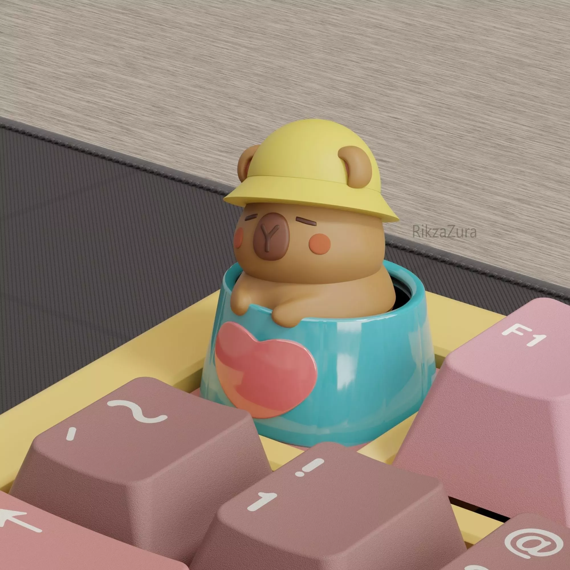 CUTE CAPYBARA COUPLE  KEYCAPS - MECHANICAL KEYBOARD 3D print model_1