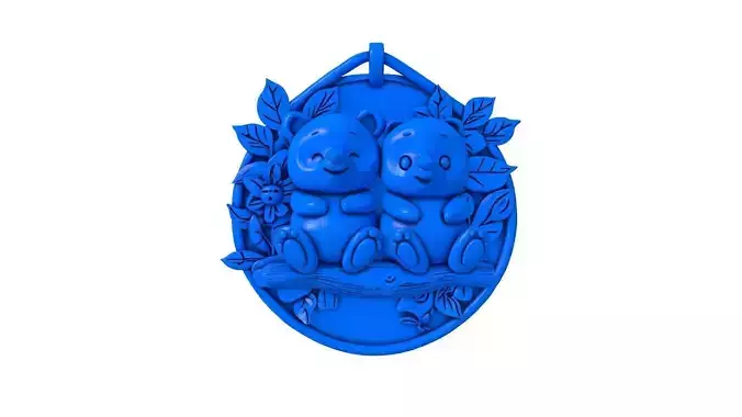 panda wreath - wall hanging - Christmas wreath - Christmas  3D print model