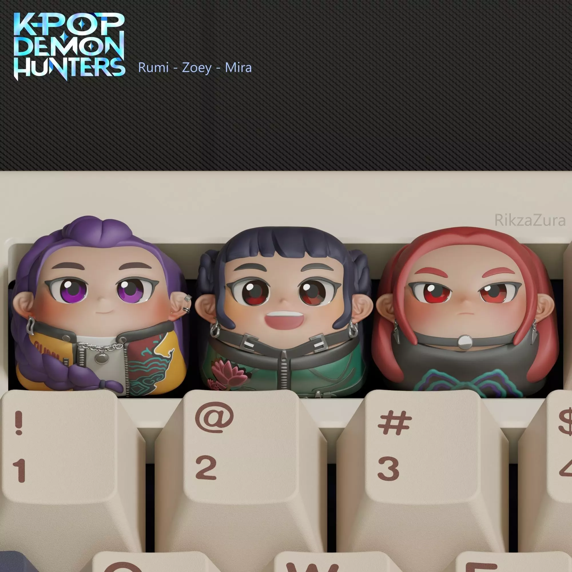 CUTE KPOP DEMON HUNTERS RUMI - ZOEY - MIRA  ANIME KEYCAPS 3D print model_2