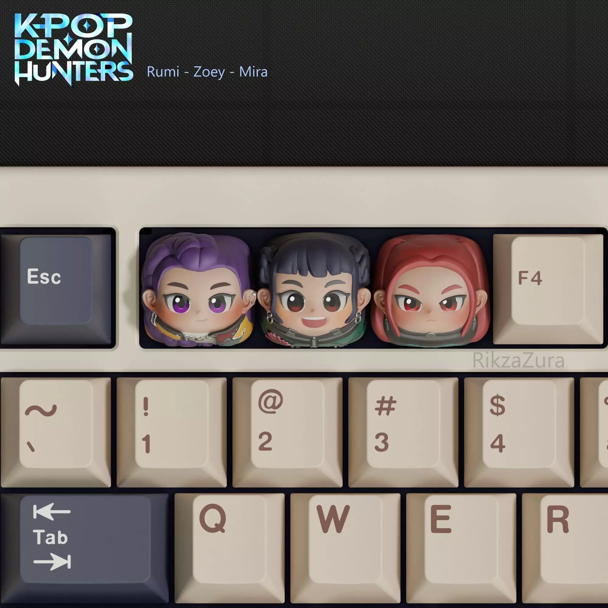 CUTE KPOP DEMON HUNTERS RUMI - ZOEY - MIRA  ANIME KEYCAPS 3D print model_0