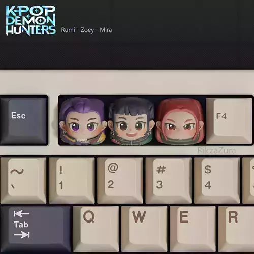 CUTE KPOP DEMON HUNTERS RUMI - ZOEY - MIRA  ANIME KEYCAPS 3D print model