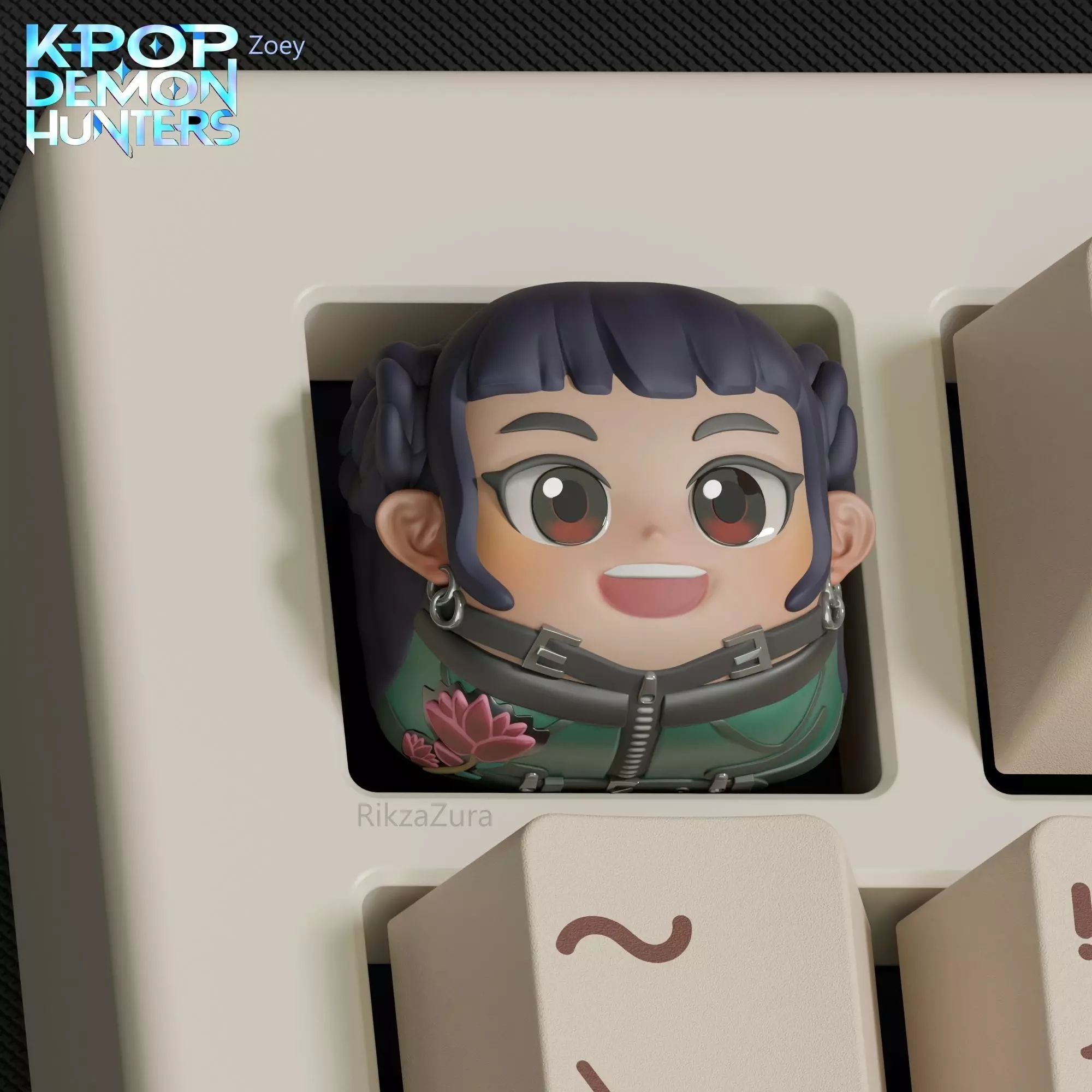 CUTE KPOP DEMON HUNTERS RUMI - ZOEY - MIRA  ANIME KEYCAPS 3D print model_4