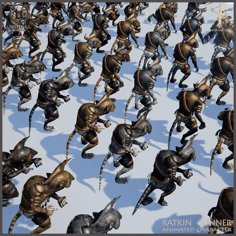 Ratkin Armored Gunner Low-poly 3D model_11