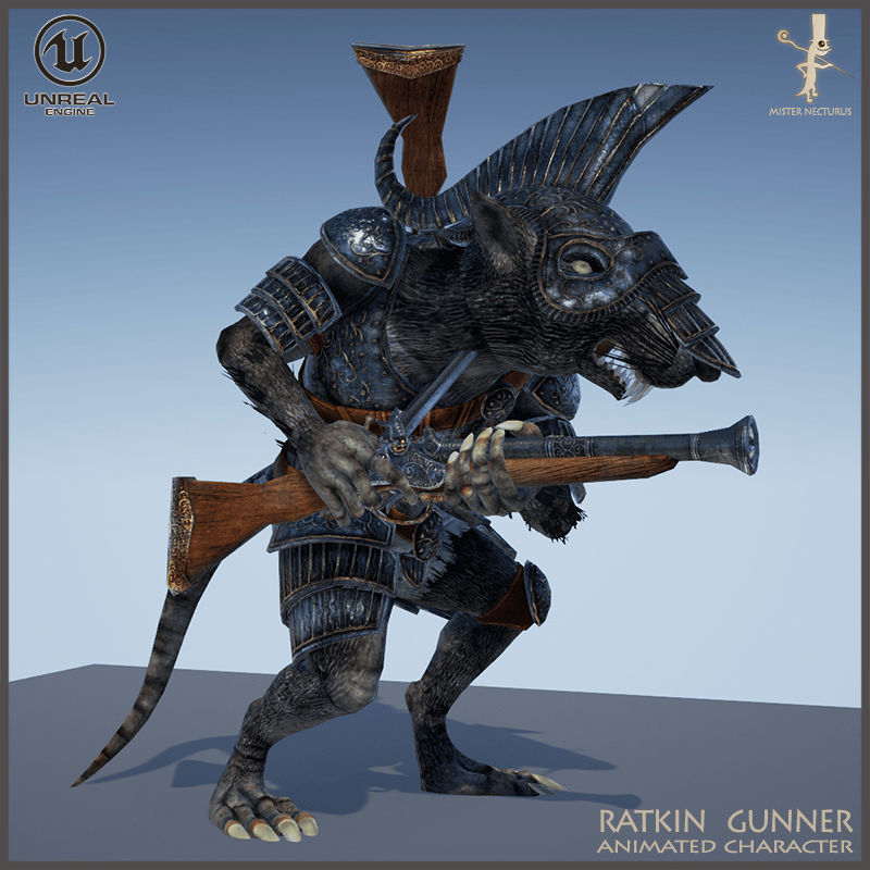 Ratkin Armored Gunner Low-poly 3D model_4