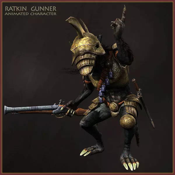 Ratkin Armored Gunner Low-poly 3D model_0
