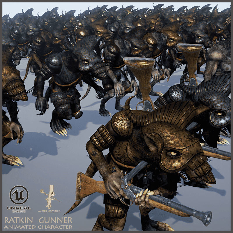 Ratkin Armored Gunner Low-poly 3D model_7