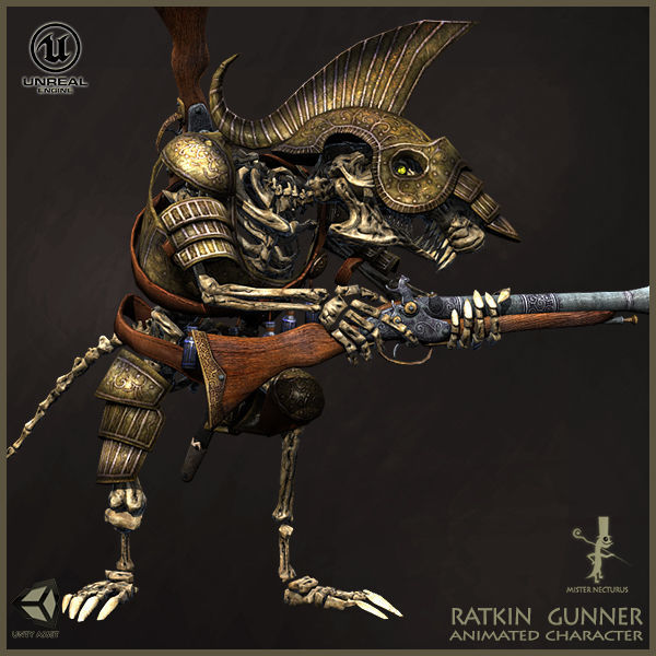 Ratkin Armored Gunner Low-poly 3D model_13