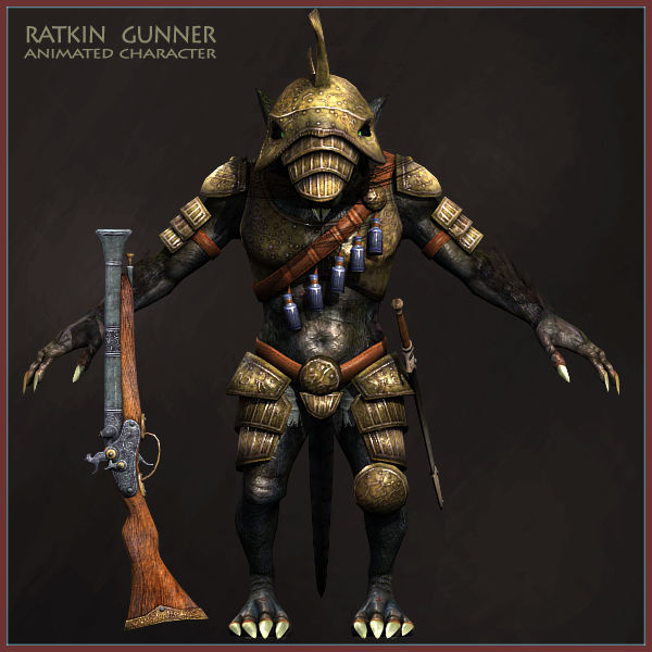 Ratkin Armored Gunner Low-poly 3D model_8