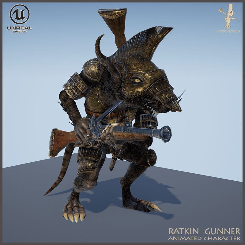 Ratkin Armored Gunner Low-poly 3D model_3