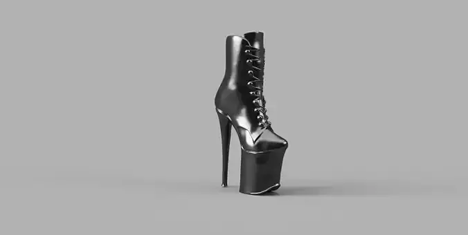 Pole Dance Platform Boot Extreme High Heel Lace-Up Shoe 3D print model Pole Dance Platform Boot Extreme High Heel Lace-Up Shoe 3D print model