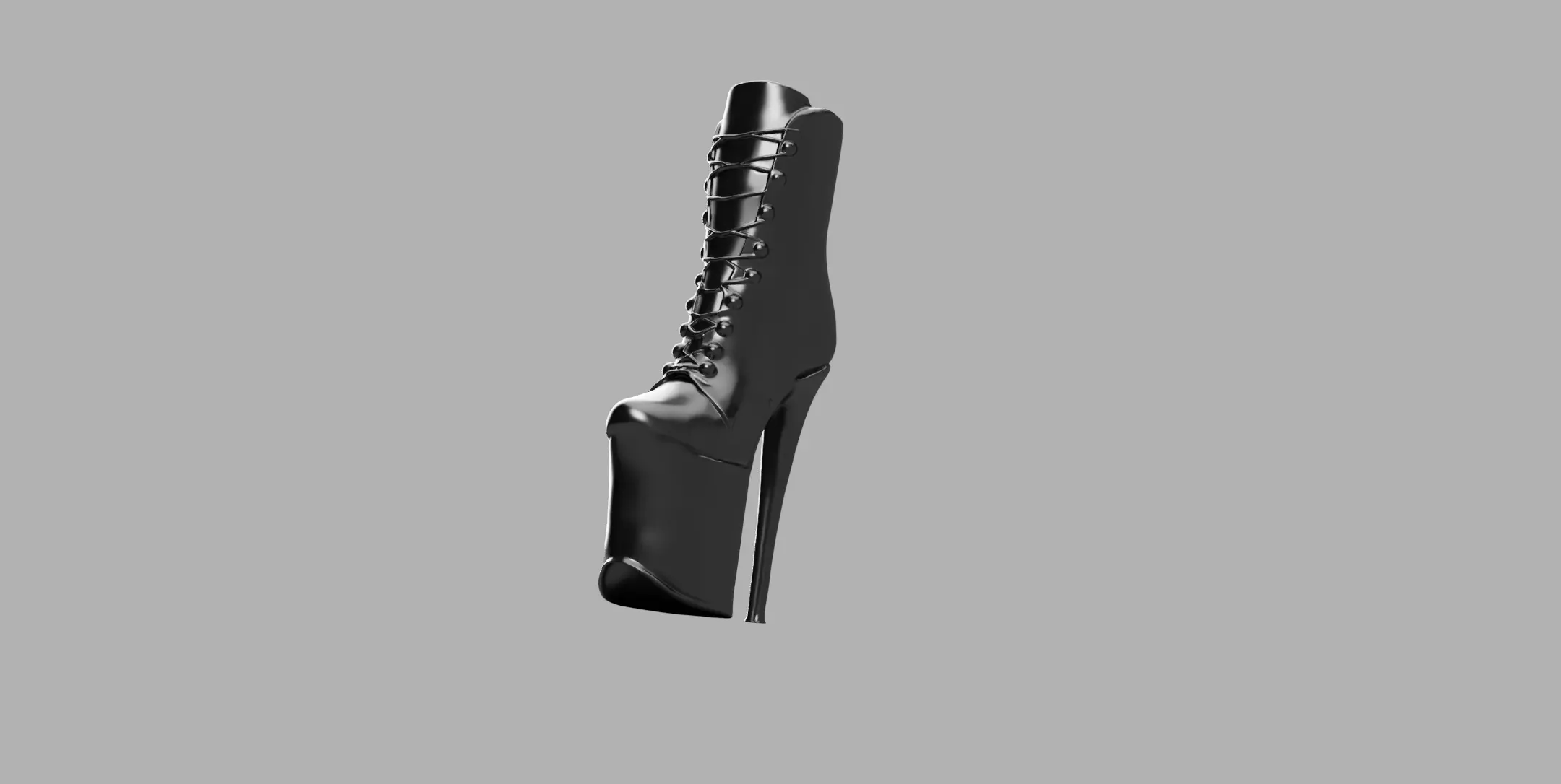 Pole Dance Platform Boot Extreme High Heel Lace-Up Shoe 3D print model_4