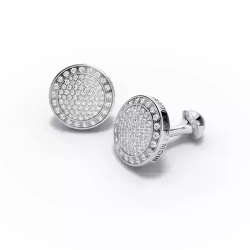 Montblanc Royal Round Cufflinks Solid Gold Full Diamonds