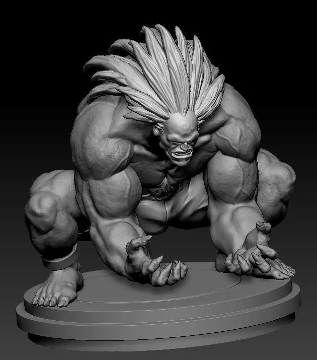 Blanka stl statue Street Fighter 3D print model_5
