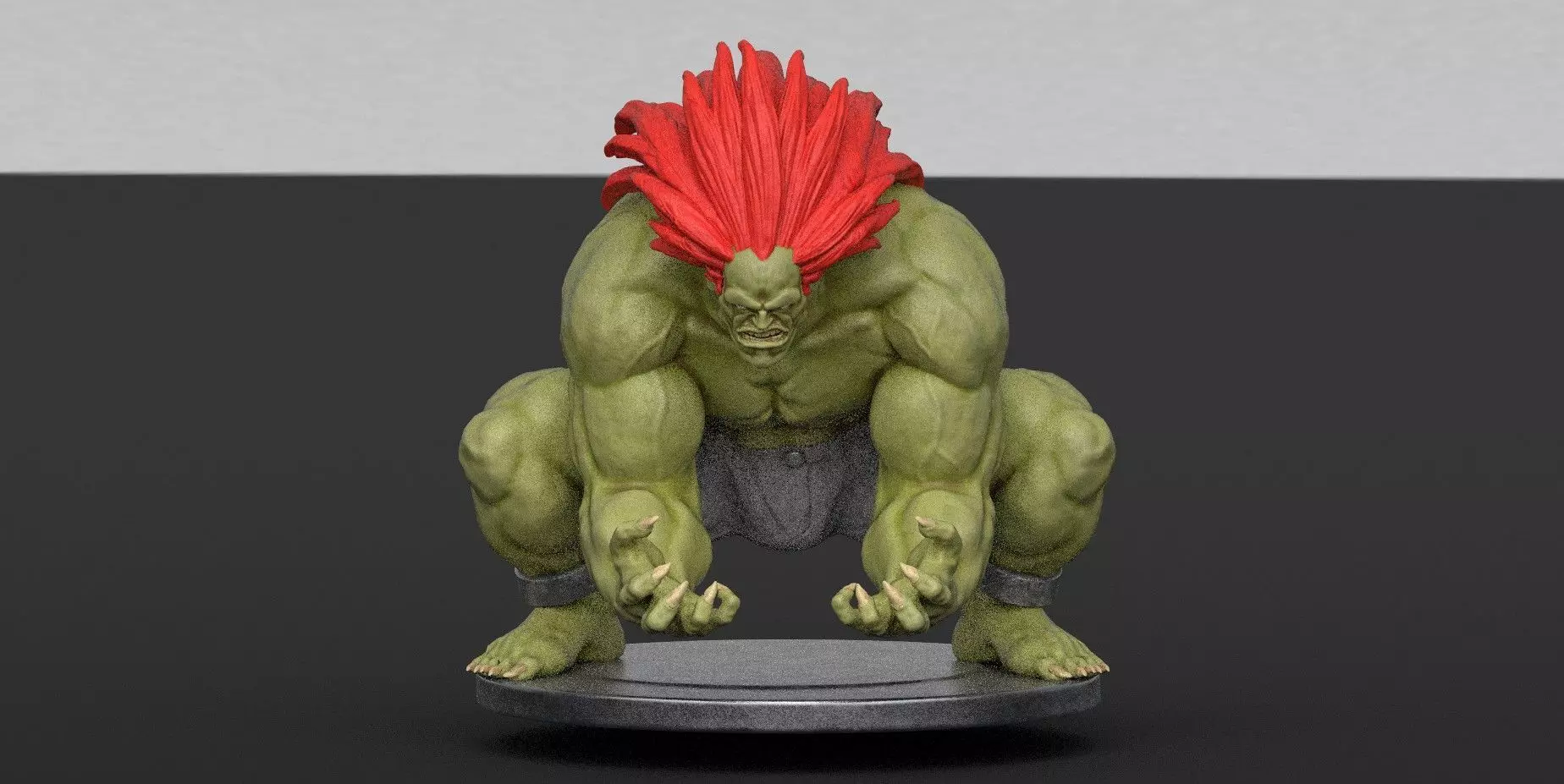 Blanka stl statue Street Fighter 3D print model_0