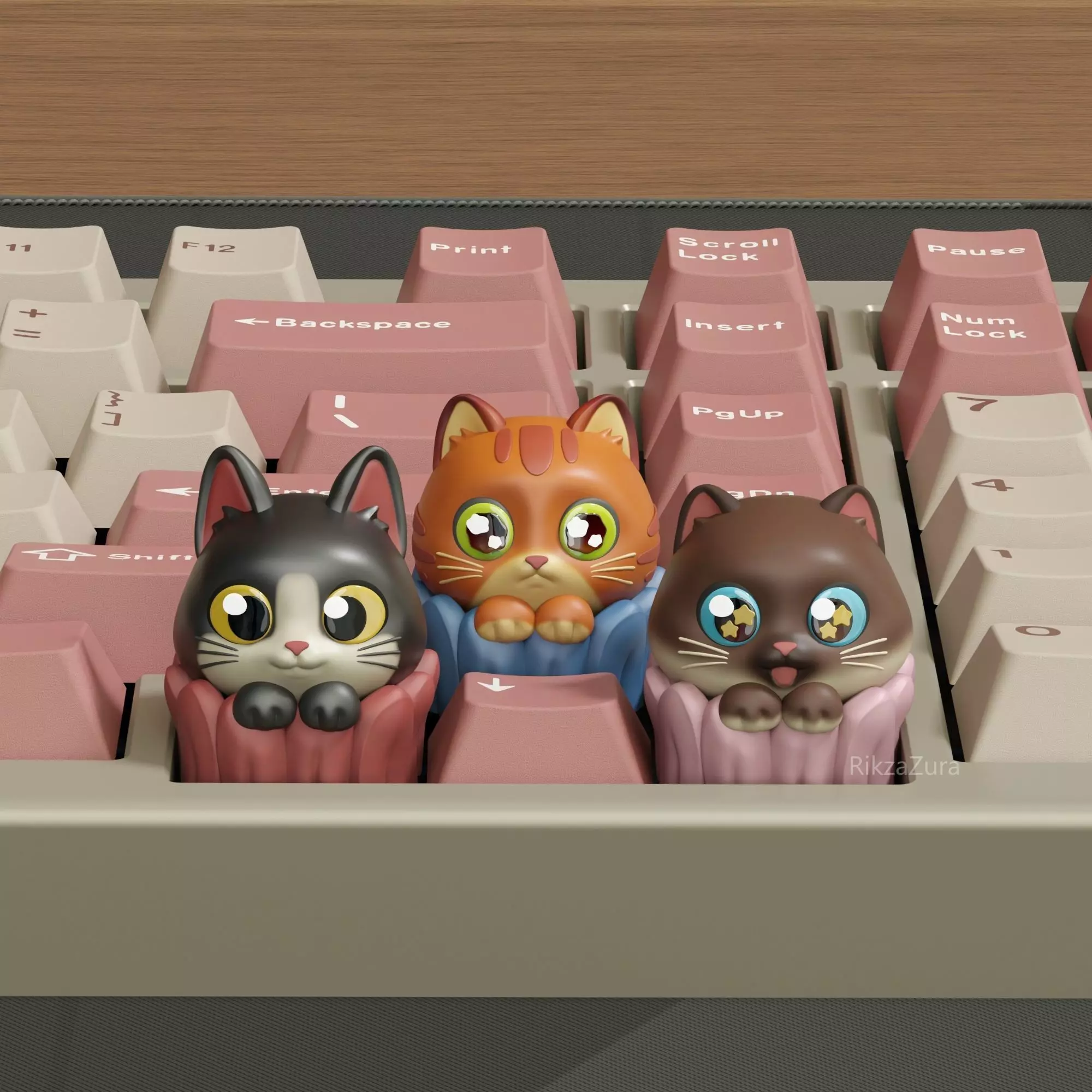 CUTE CUP CAT KEYCAPS - MECHANICAL KEYBOARD 3D print model_1