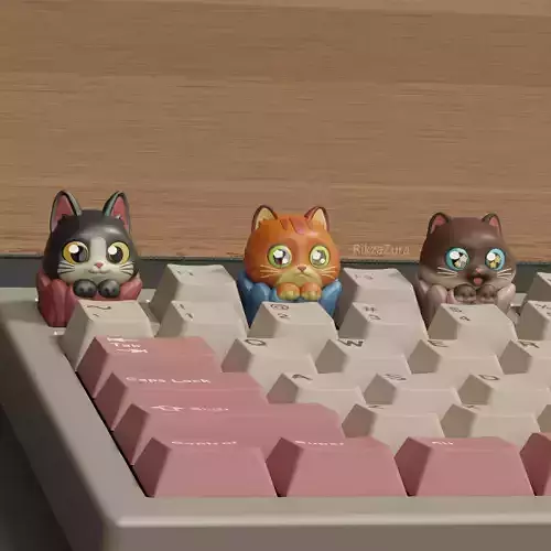 CUTE CUP CAT KEYCAPS - MECHANICAL KEYBOARD 3D print model