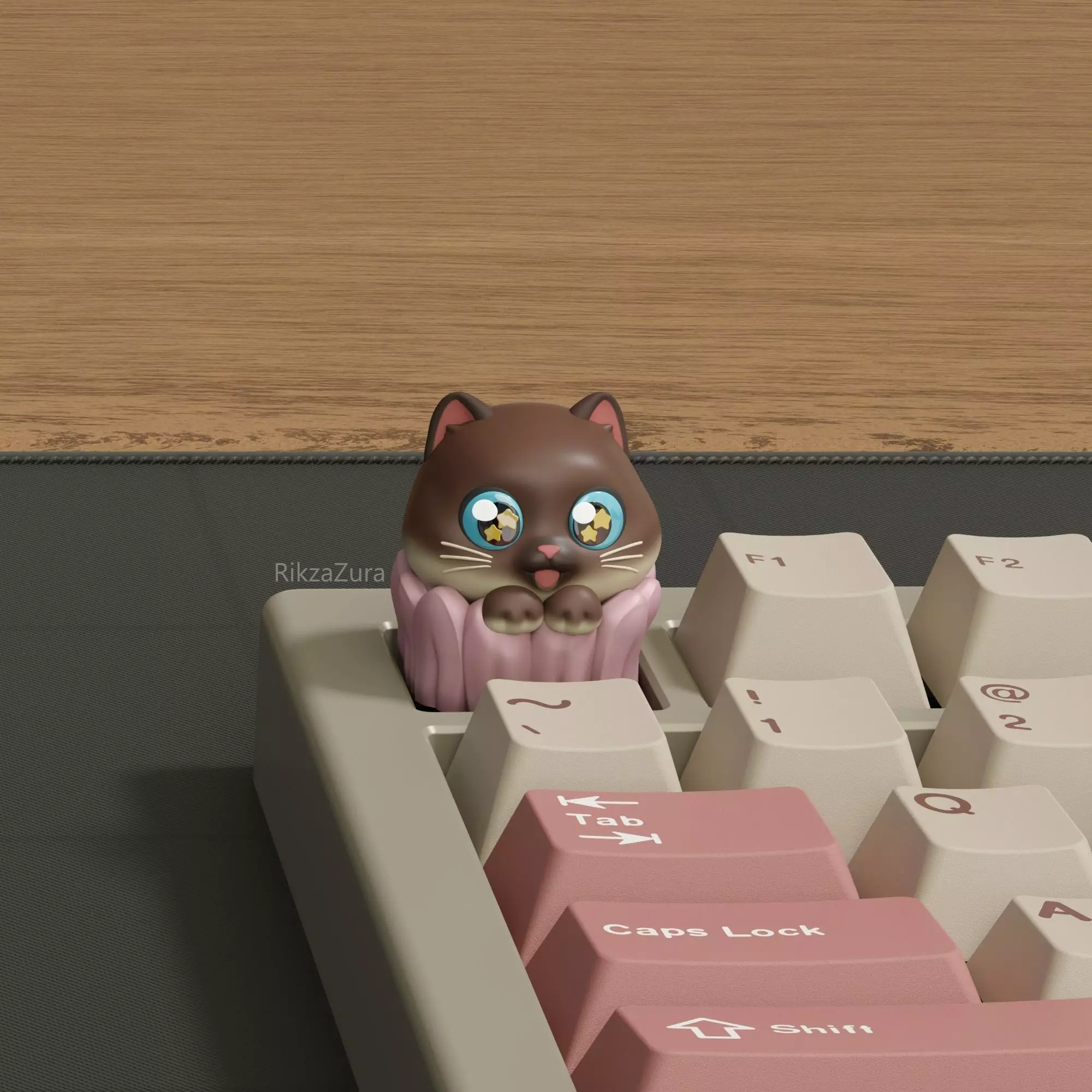 CUTE CUP CAT KEYCAPS - MECHANICAL KEYBOARD 3D print model_3