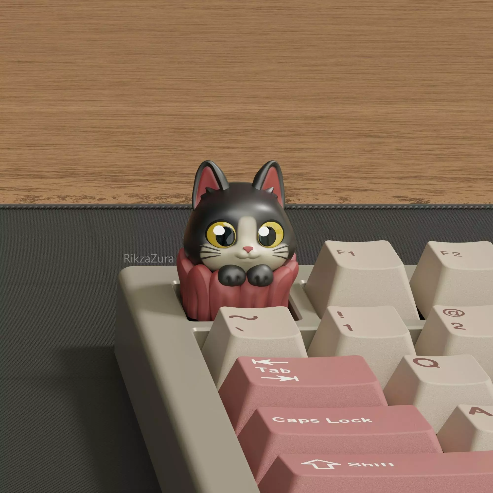 CUTE CUP CAT KEYCAPS - MECHANICAL KEYBOARD 3D print model_2