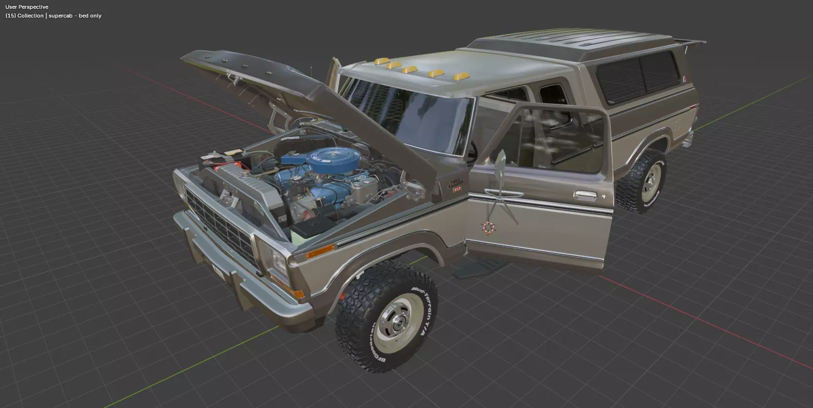 1978 F350 SuperCab with Bed Cap 3D model_55