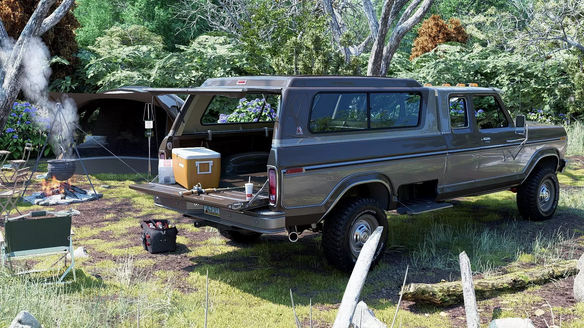 1978 F350 SuperCab with Bed Cap 3D model_41